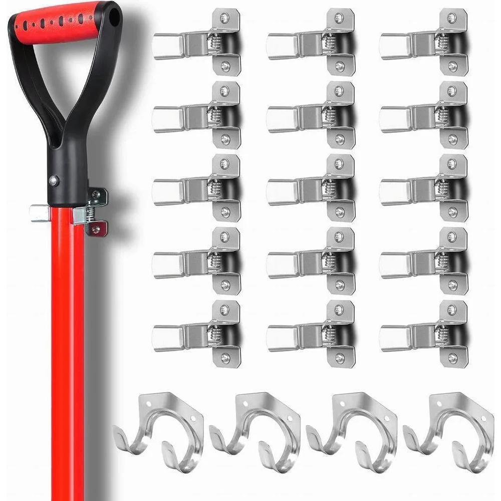 HORUSDY Spring Grip Mop & Broom Holder Wall Mounted Garden