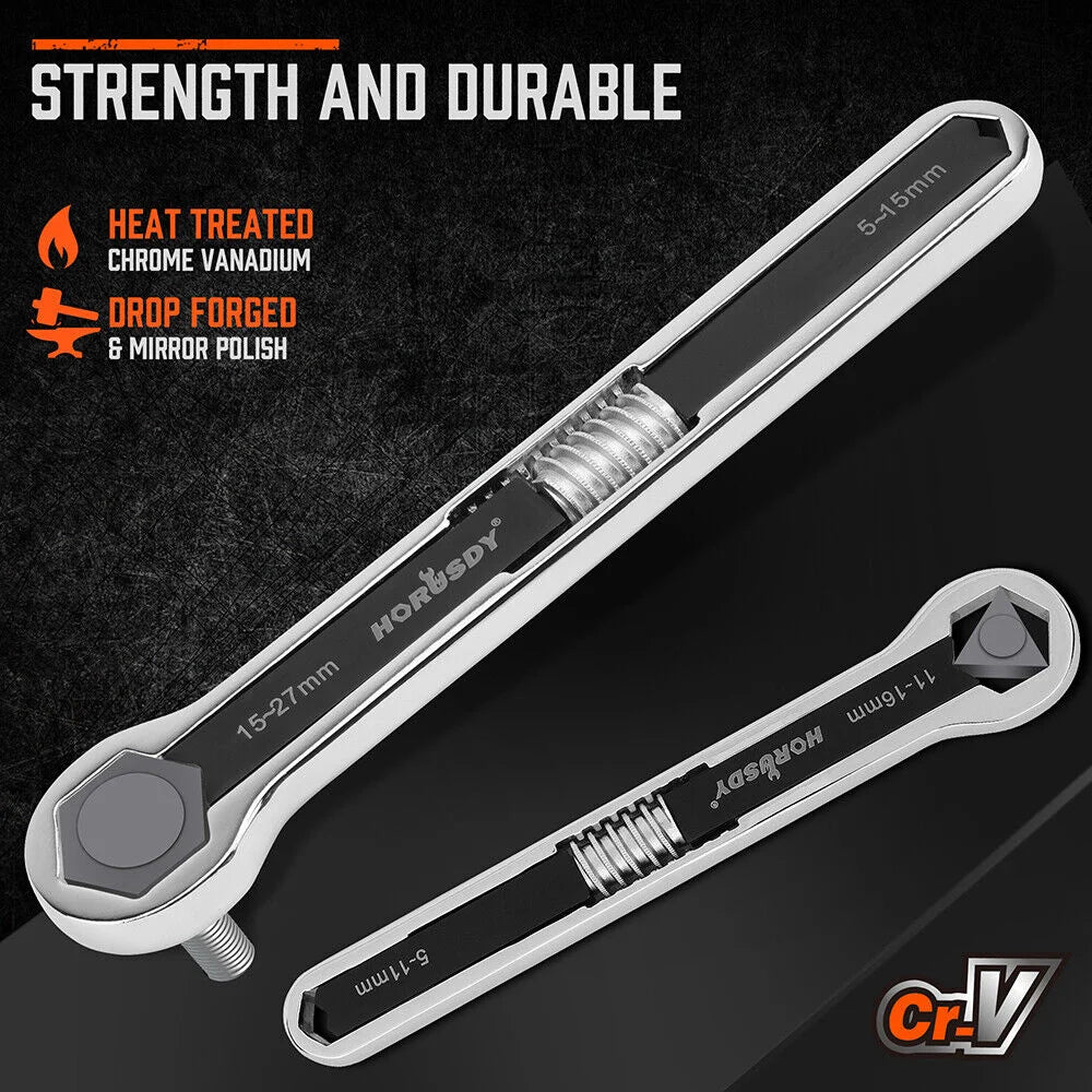HORUSDY Universal Wrench Set 2Pcs SAE & Metric Spanner Hex