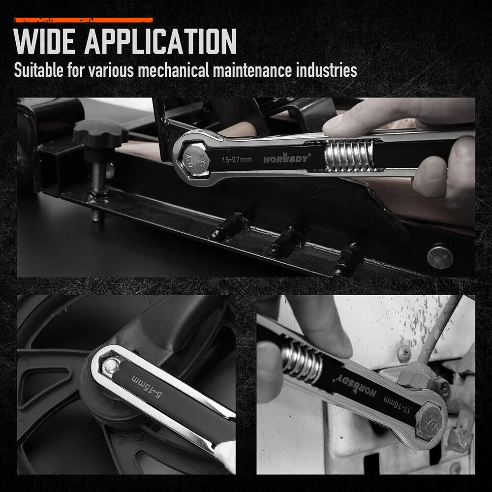 HORUSDY Universal Wrench Set 2Pcs SAE & Metric Spanner Hex