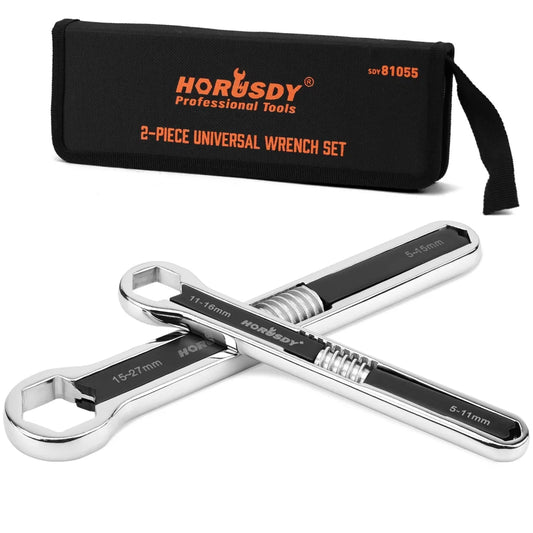 HORUSDY Universal Wrench Set 2Pcs SAE & Metric Spanner Hex