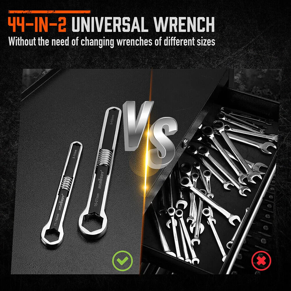 HORUSDY Universal Wrench Set 2Pcs SAE & Metric Spanner Hex