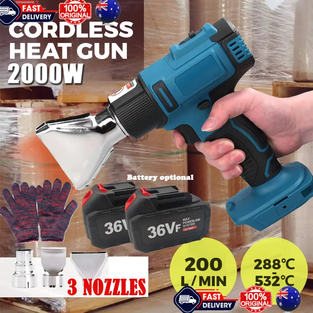 Hot Air Heat Gun 2000W Cordless Handheld with Nozzles