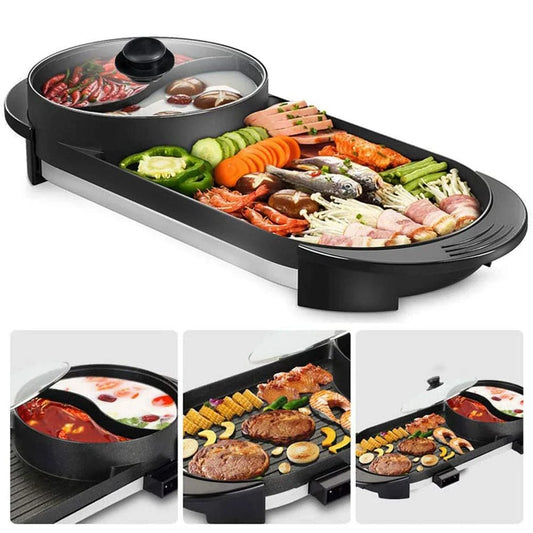 Hot Pot BBQ Oven 2-IN-1 Smokeless Non Stick Barbecue Hotpot