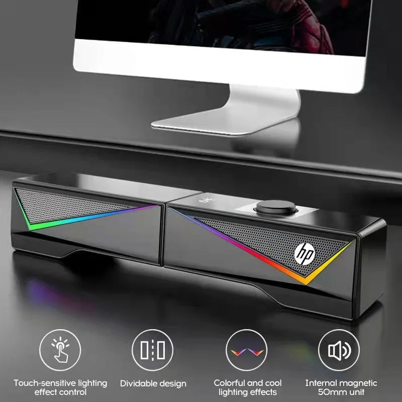HP DHE-6005 Wired RGB Gaming Surround Soundbar Stereo