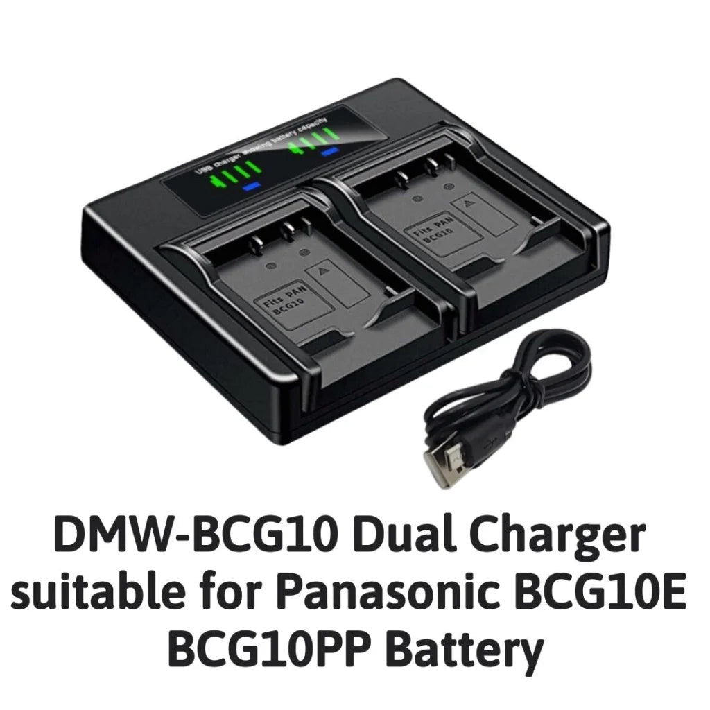 Hridz BCG10 Dual Battery Charger For Panasonic DMW-BCG10