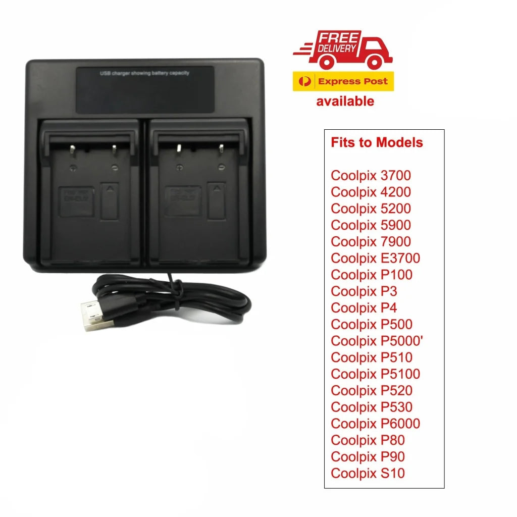 Hridz EN-EL5 Dual Charger For Nikon ENEL5 EN-EL5 COOLPIX