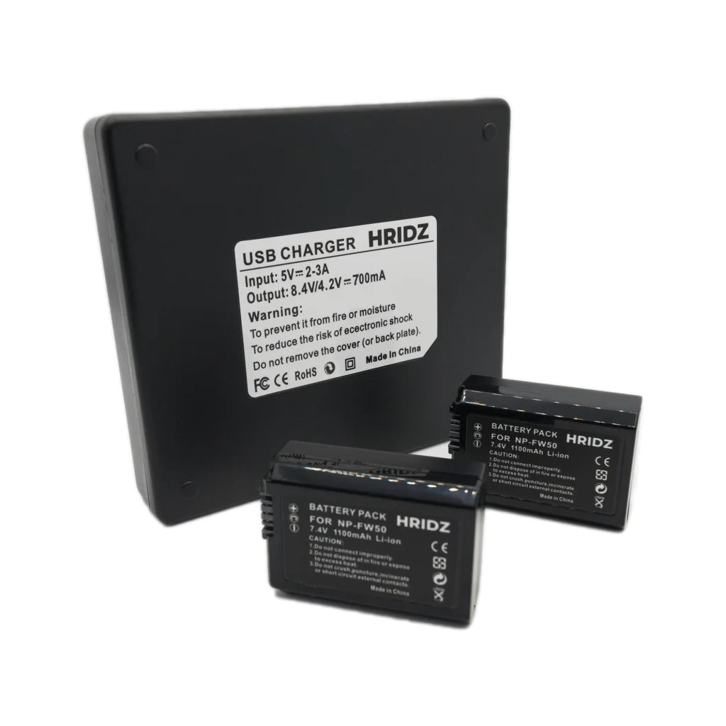 Hridz NP-FW50 Battery & Charger Pack for Sony NP-FW50