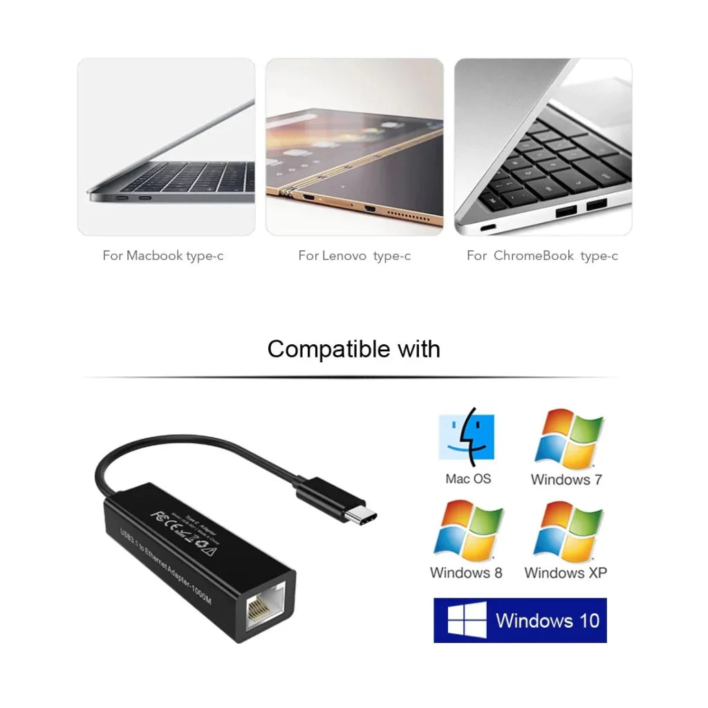 HUB-R01 USB 3.1 Type-C to RJ45 Gigabit Ethernet Adapter
