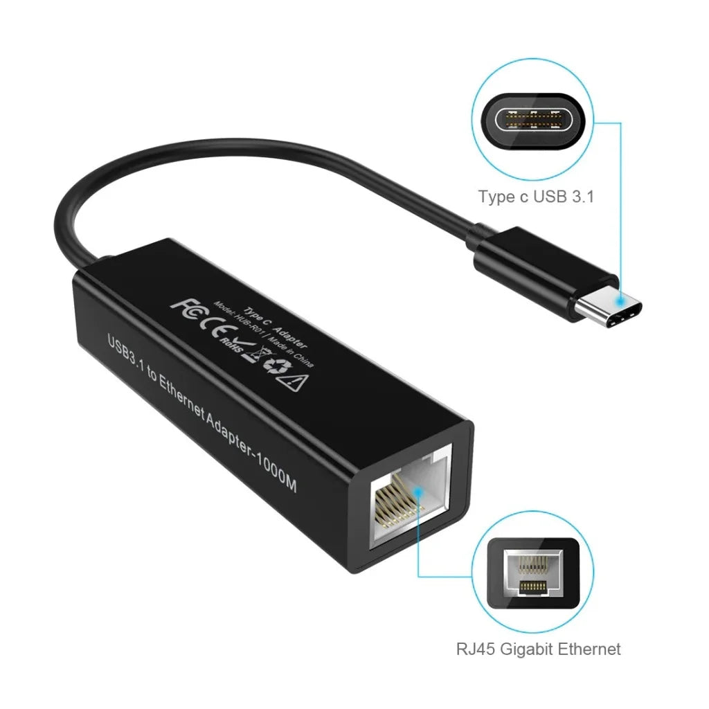 HUB-R01 USB 3.1 Type-C to RJ45 Gigabit Ethernet Adapter