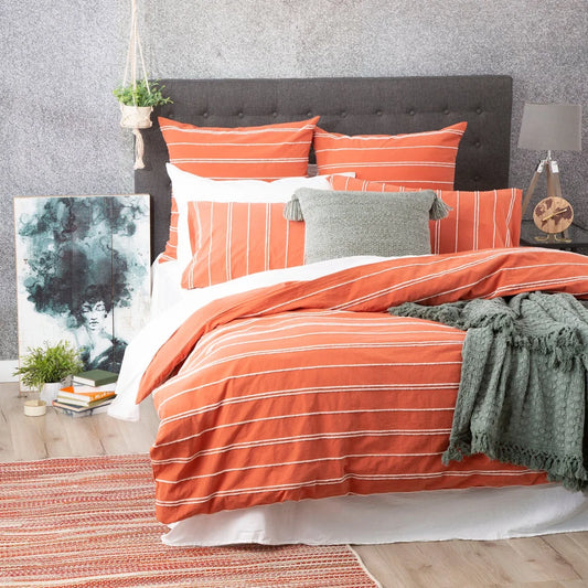 Hudson Paprika Vintage Washed Cotton Chenille Quilt Cover