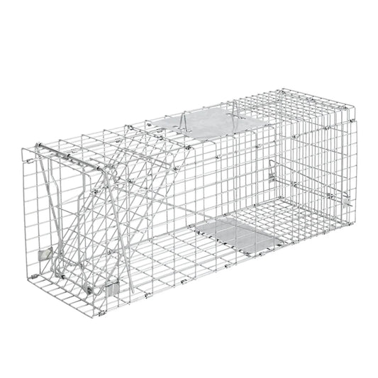 Humane Animal Trap Cage 94 x 34 x 36cm - Silver - Farm