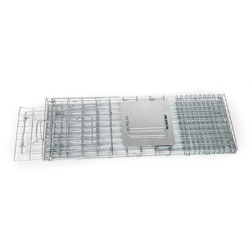 Humane Animal Trap Cage 94 x 34 x 36cm - Silver - Farm