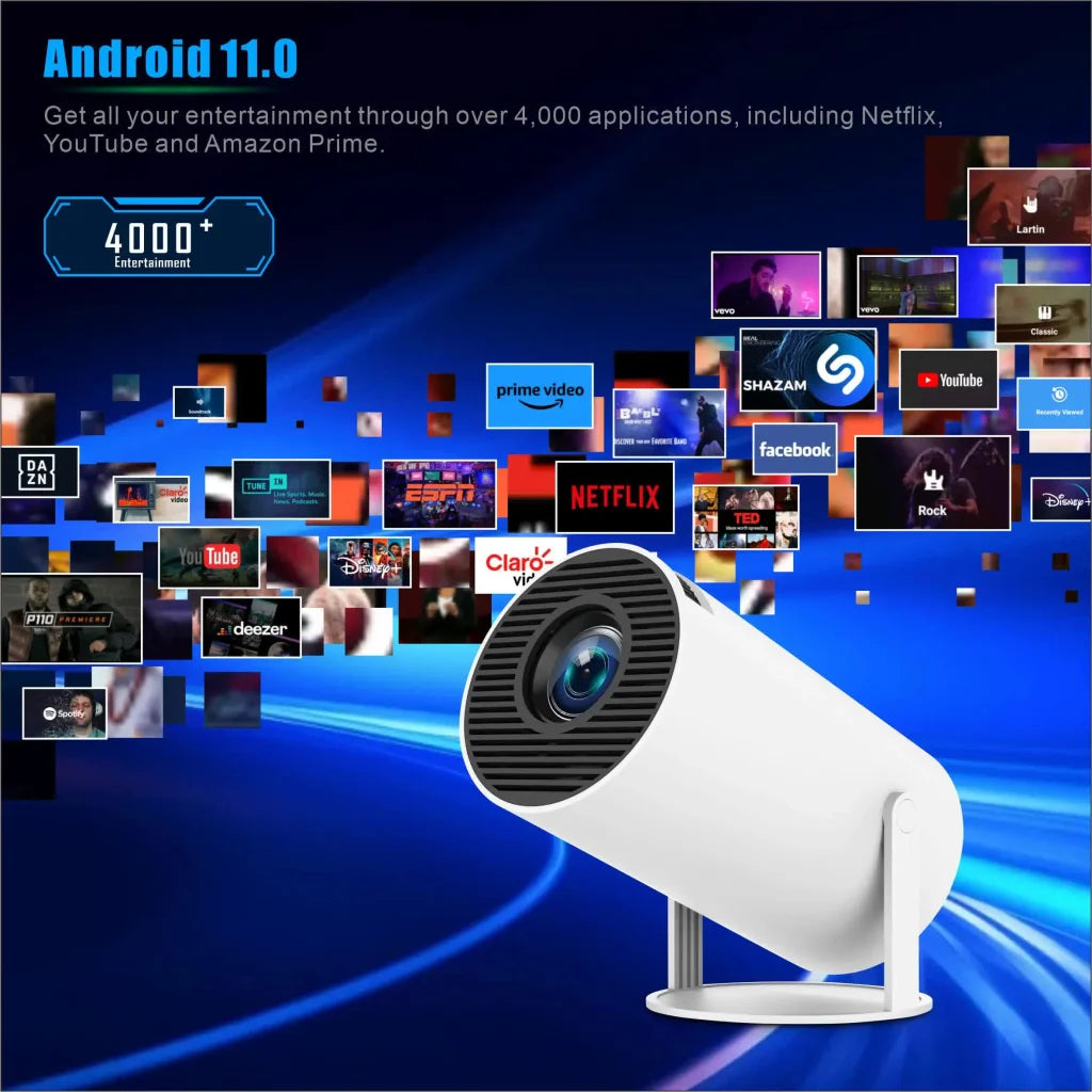 HY300PRO Portable Projector - 4K Decoding Wi-Fi 6 720P HD