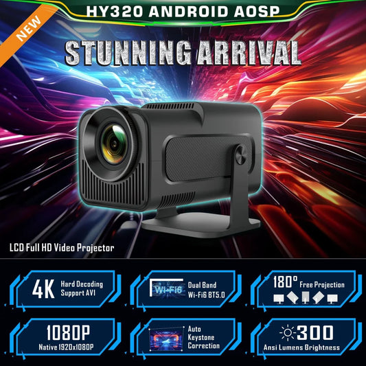 HY320 Android AOSP 4K Full HD Video Projector with Wi-Fi 6