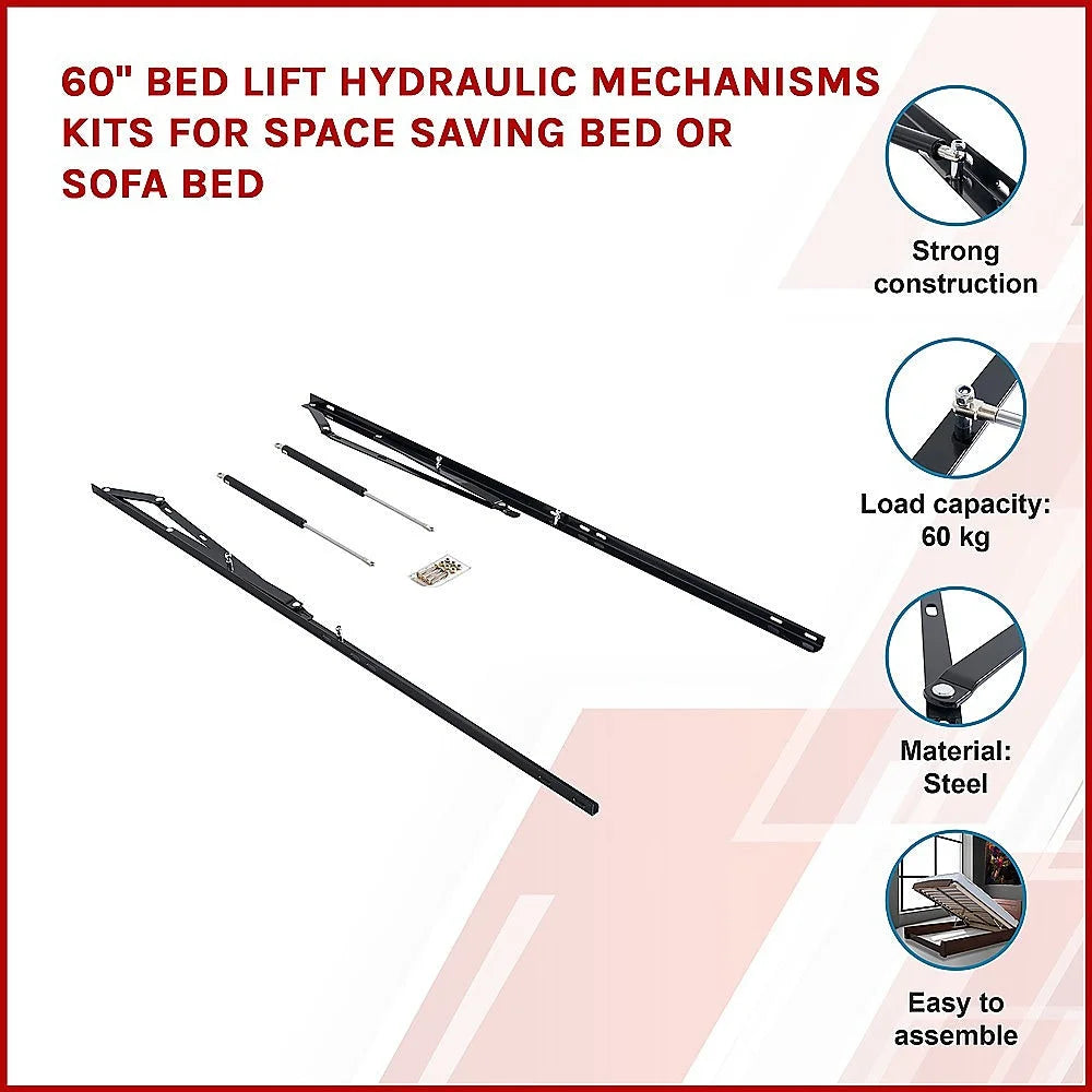 Hydraulic Bed Lift Kit 60’’ for Space Saving Bed or Sofa Bed