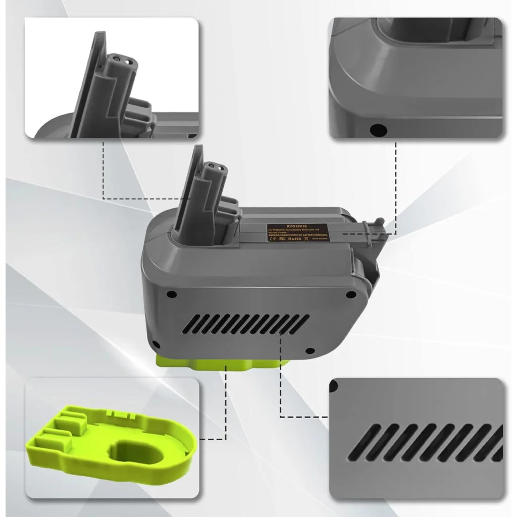 Hygieia ryobi converter with one 18v dyson battery adapter