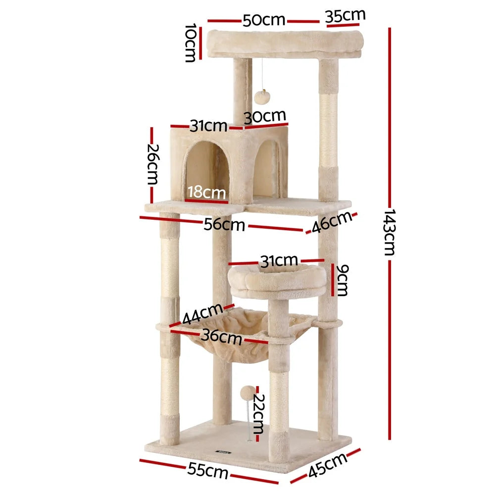 i.Pet Cat Tree 143cm Tower Scratching Post Trees Scratcher