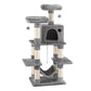 Cat tree with wooden tower shelves and scratching poles