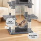 Grey 145cm cat tree with soft perch platforms and rope posts