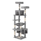 Grey 184cm cat tree with sisal scratching posts and beige platforms