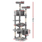 Grey 184cm cat tree with cat condo box and tall climbing levels