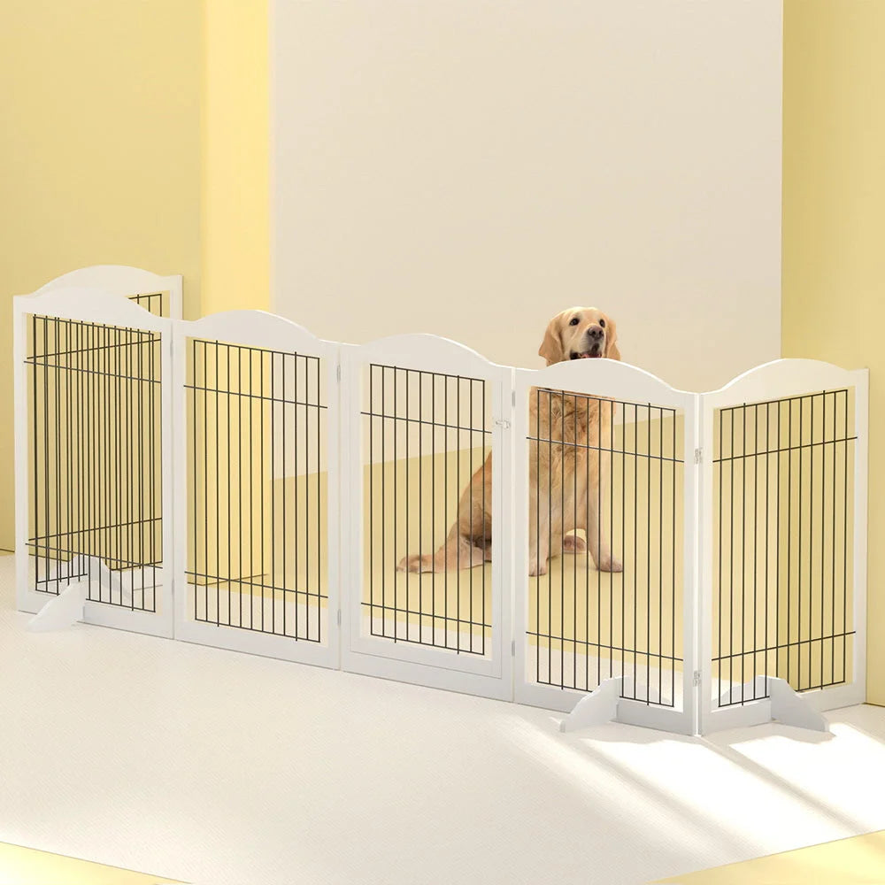 i.Pet Dog Playpen Enclosure 6 Panel Pet Fence Wooden Play