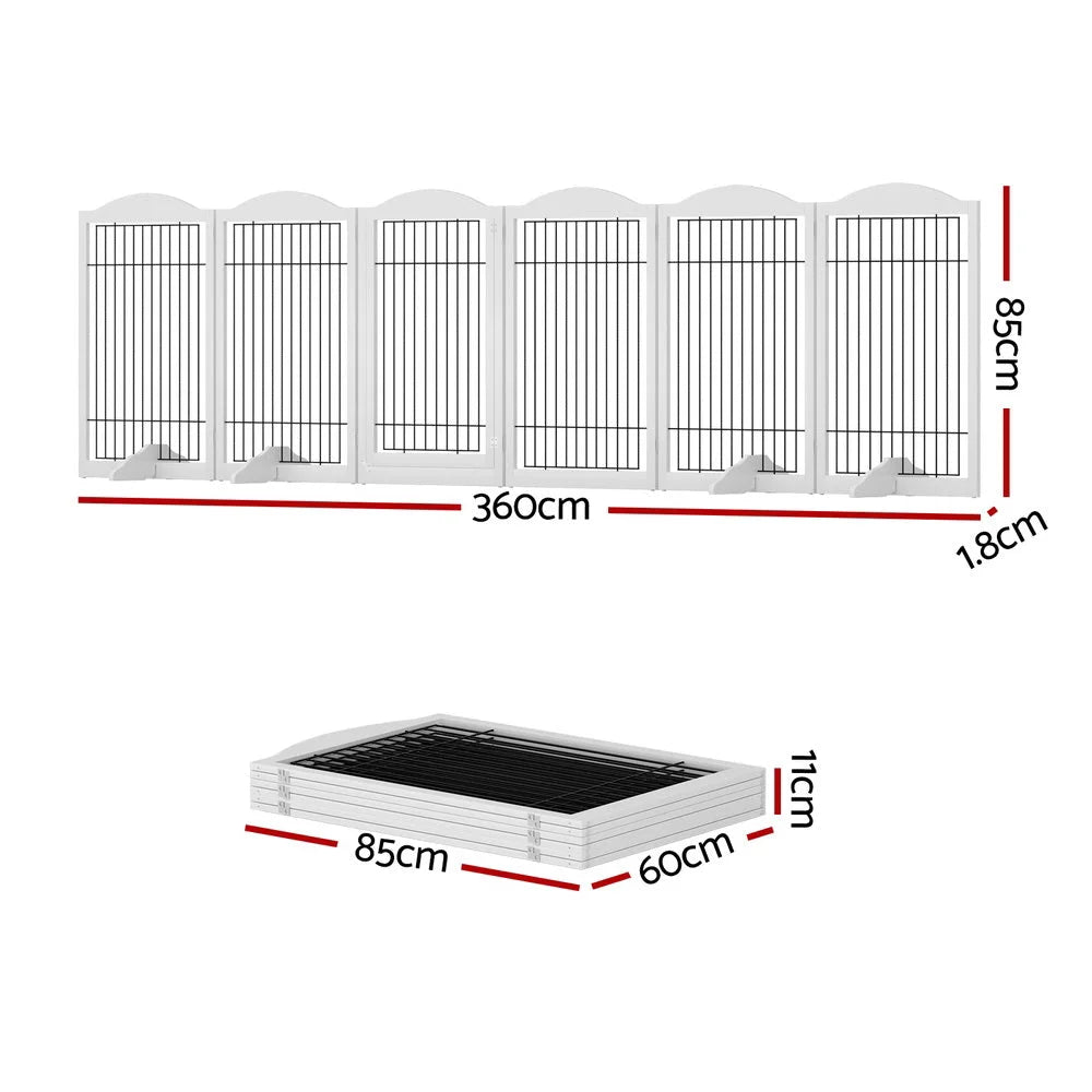 i.Pet Dog Playpen Enclosure 6 Panel Pet Fence Wooden Play