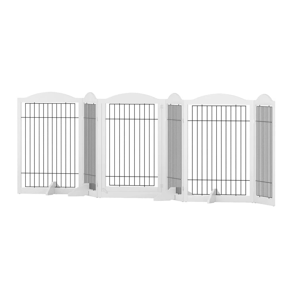 i.Pet Dog Playpen Enclosure 6 Panel Pet Fence Wooden Play