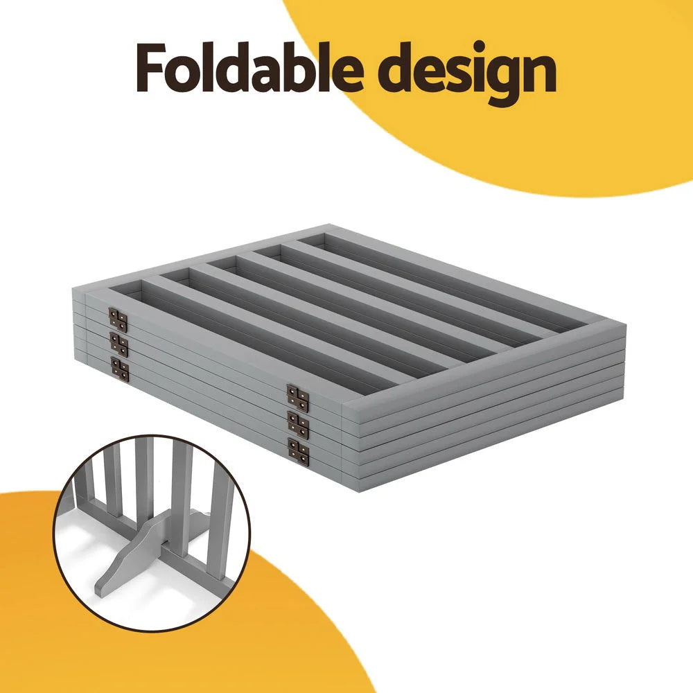 i.Pet Dog Playpen Enclosure 6 Panel Pet Fence Wooden Play