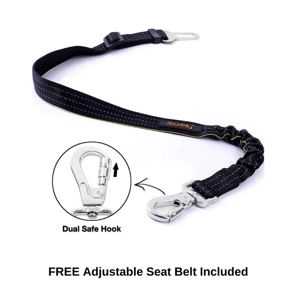 iBuddy Dog Seat Cover Car Hammock w/ Mesh Window & Dog Seat