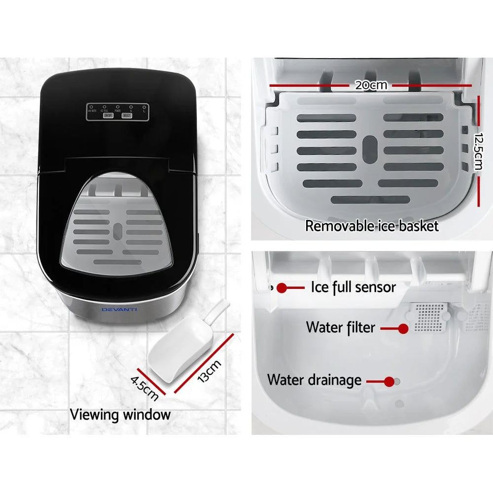 Ice Cube Maker 2.4L Stainless Steel Portable - Kitchen