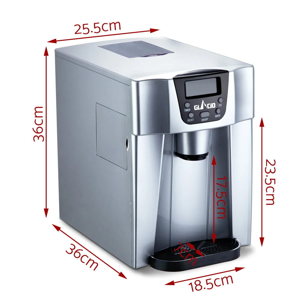 Ice Cube Maker & Water Dispenser 2L Portable - Silver