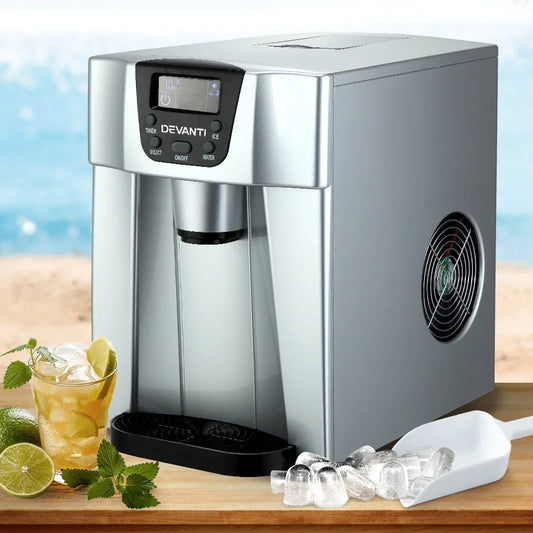 Ice Cube Maker & Water Dispenser 2L Portable - Silver