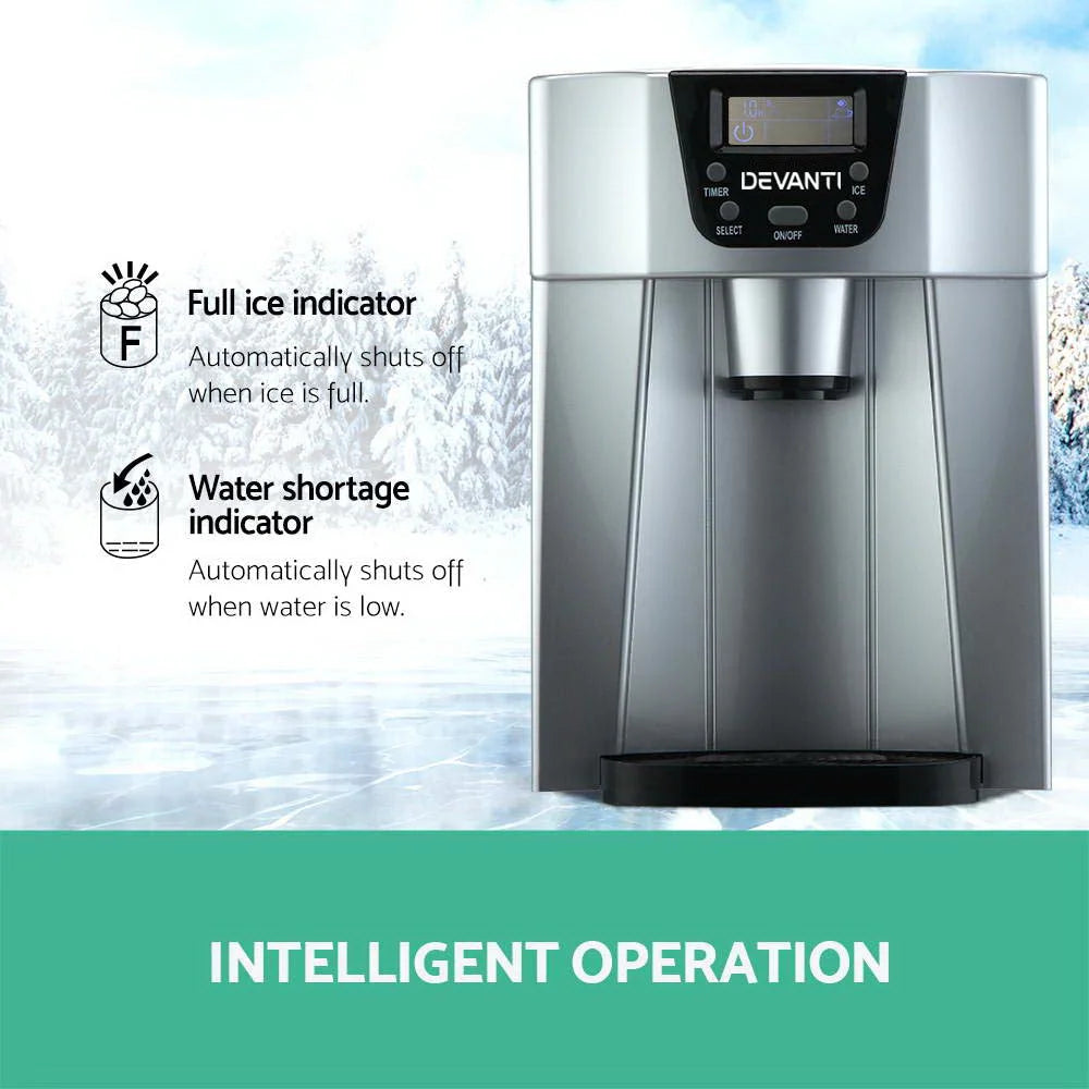 Ice Cube Maker & Water Dispenser 2L Portable - Silver