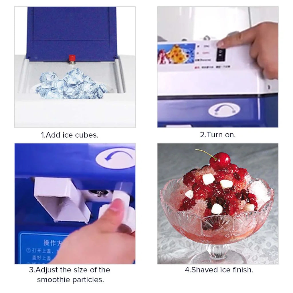 Ice Shaver Commercial 2X Stainless Steel Ice Crusher Slicer Machine 120KG/h - Premium