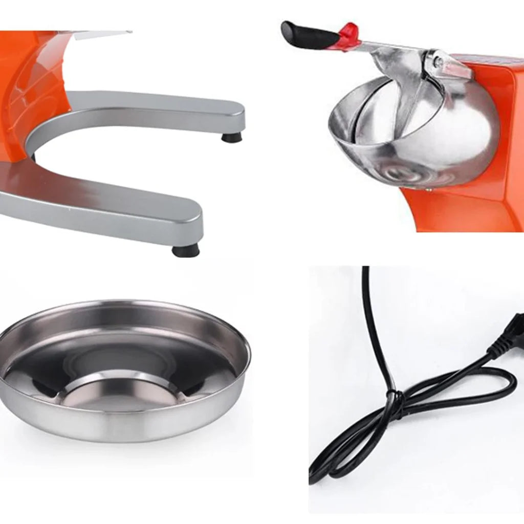 Ice Shaver Stainless Steel Ice Crusher Slicer Machine - Commercial Orange - Premium