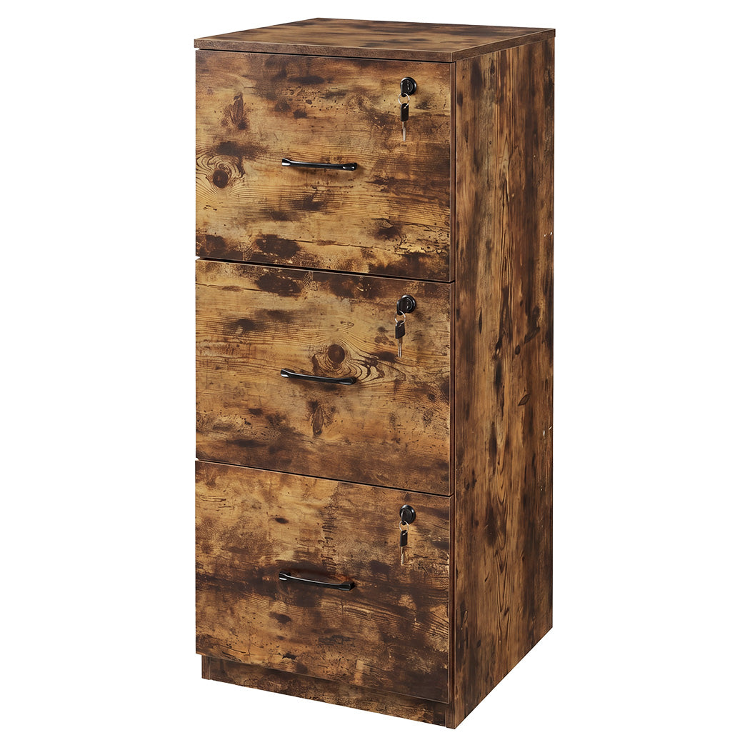 Levede File Cabinet Document Organiser 3 Lockable Drawers Vertical Cabinet