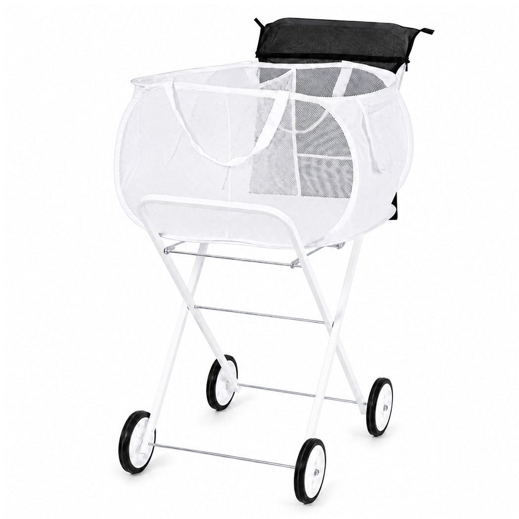 Levede Laundry Trolley with Wheels 75L 25kg Basket Foldable Cart Home White