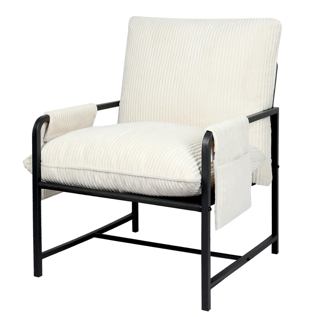 Levede Metal Framed Lounge Chair Corduroy in Beige