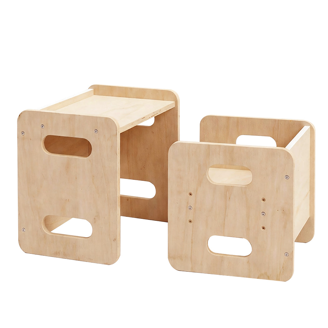 Levede Kids Table and Chair Set Dining Adjustable Toddler Activity Desk Wood