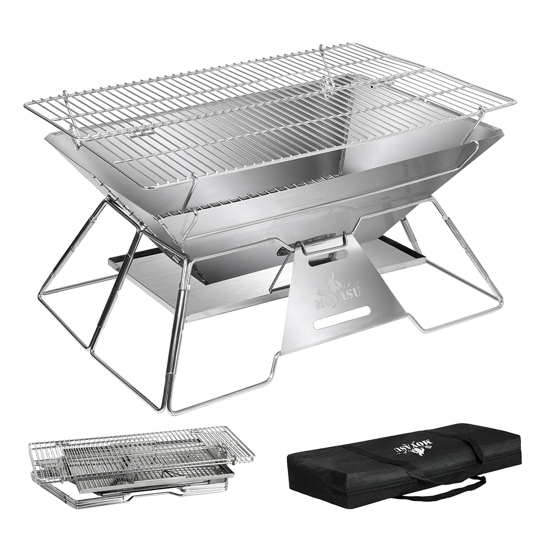 Levede Portable Folding BBQ Charcoal Grill Silver