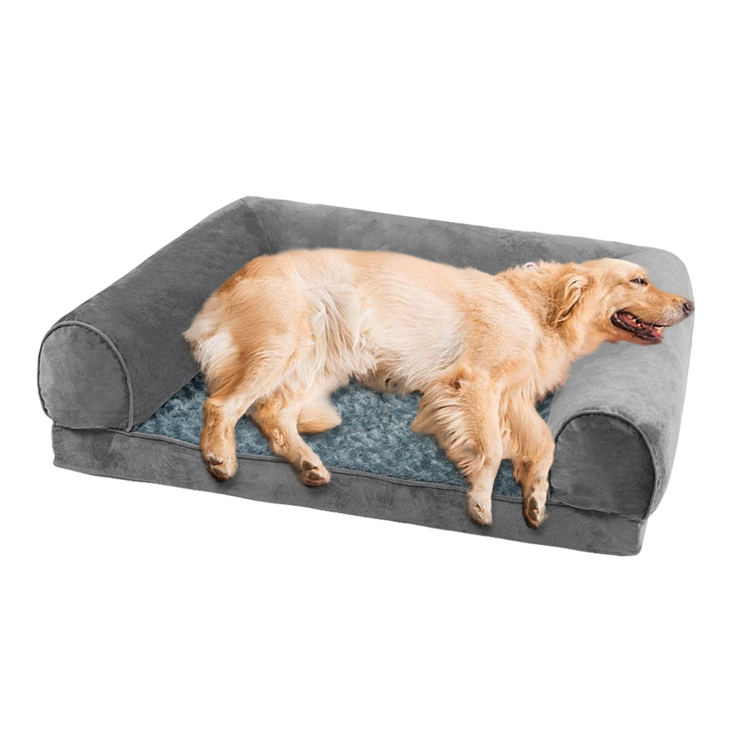 PaWz Pet Bed Sofa Dog Bedding Soft Warm L Cover Grey Cover Large