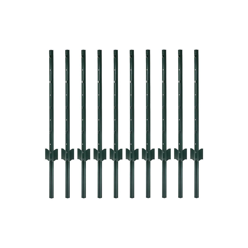 Garden U Fence Posts No Dig Metal Stakes Outdoor Yard Green 3ft 10Pack Green