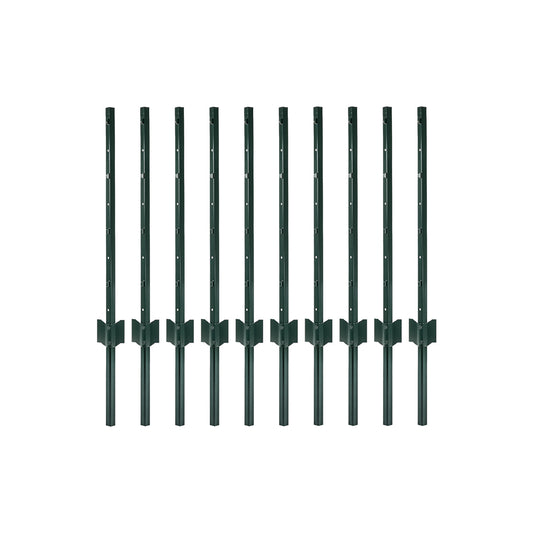 Garden U Fence Posts No Dig Metal Stakes Outdoor Yard Green 3ft 10Pack Green