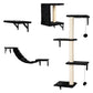 PaWz Cat Wall Shelves set 4 In 1 Modular with Sisal Scratcher for Indoor Black