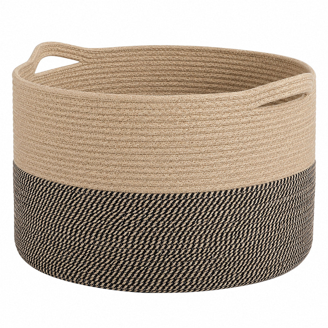Levede Blanket Basket Large Cotton Rope Jute with Handles Foldable Home Yellow