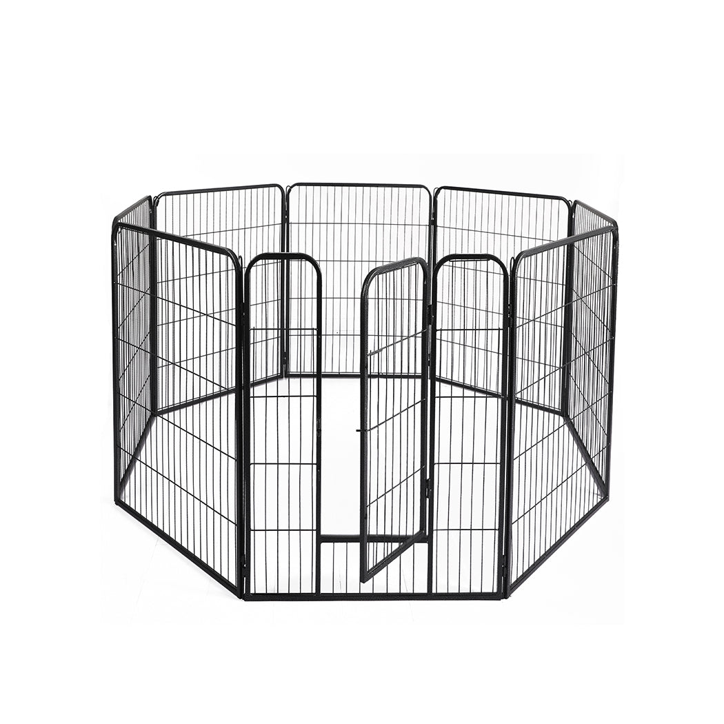 PaWz 8 Panel Pet Dog Playpen Puppy Exercise Black 24 inch