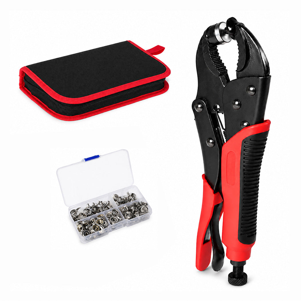 Snap Fastener Kit Adjustable Press Tool for Boat Covers Leather Cloths Black Red