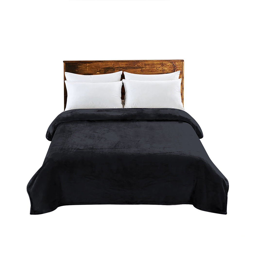 DreamZ 320GSM 220x240cm Ultra Soft Mink Dark Grey Queen