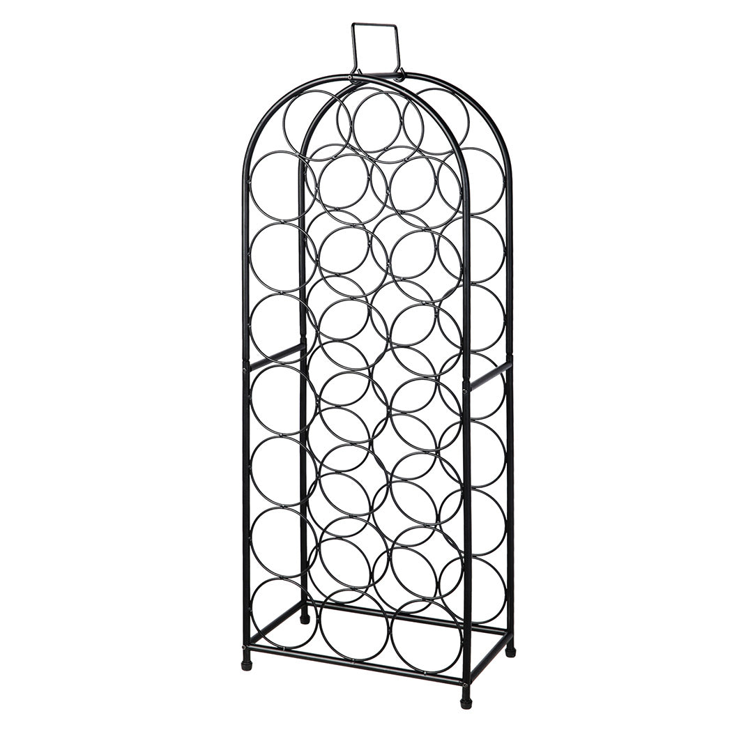 Levede 23 Bottle Wine Rack Kitchen Home Floor Storage Organiser Metal Black